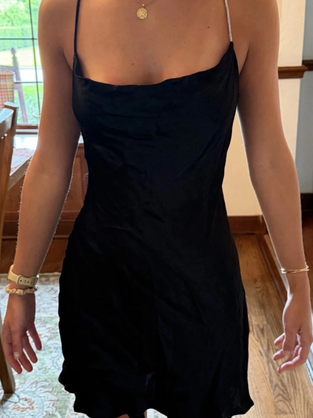 NWT ZARA LITTLE BLACK DRESS With JEWELED STRAP SIZE XS